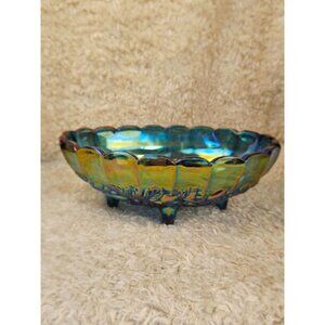 Vintage Indiana Glass Company Harvest Pattern Carnival Glass Footed Bowl